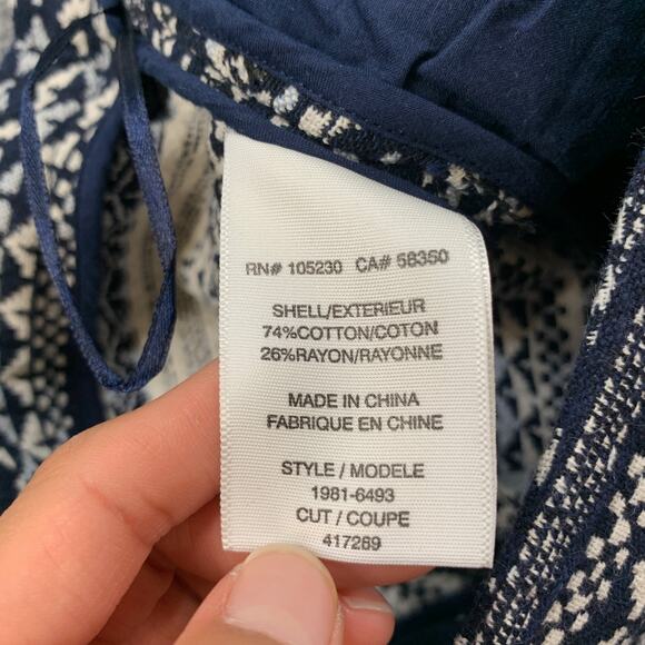 Joie Shorts Womens 2 Navy White Merci Aztec Ethic Jacquard Zip Front Pockets - Picture 8 of 11